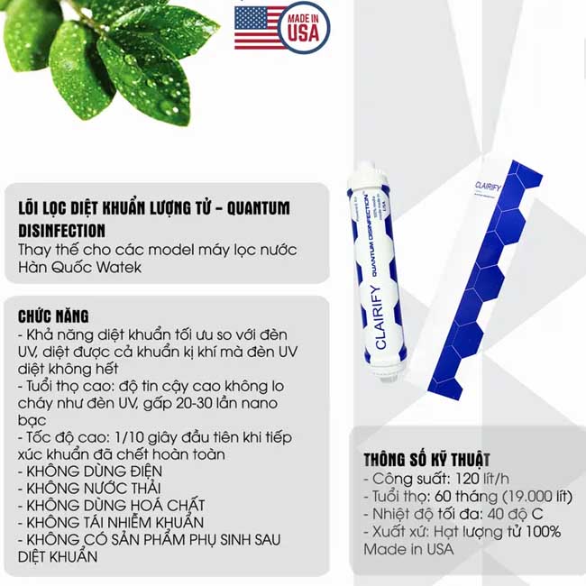 Lõi Lọc Diệt Khuẩn Lượng Tử - Quantum Disinfection 2 lõi lọc diệt khuẩn lượng tử - quantum disinfection - ảnh 2