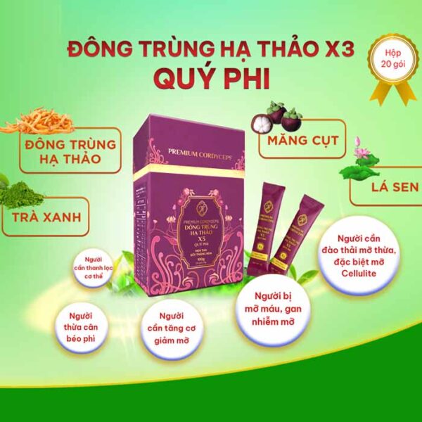 đông trùng hạ thảo x3 quý phi + túi giấy - hình ảnh 4