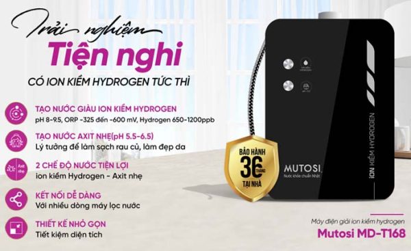 máy điện giải ion kiềm hydrogen mutosi md-t168 - nước sạch chuẩn nhật - hình ảnh 2